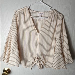 Lauren Conrad Striped Button Down Flowy CropTop